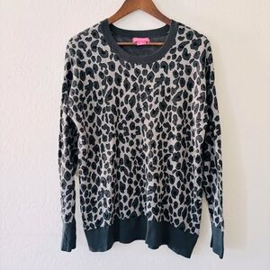 Isaac Mizrahi Black and Gray Leopard Animal Print Sweater XL‎